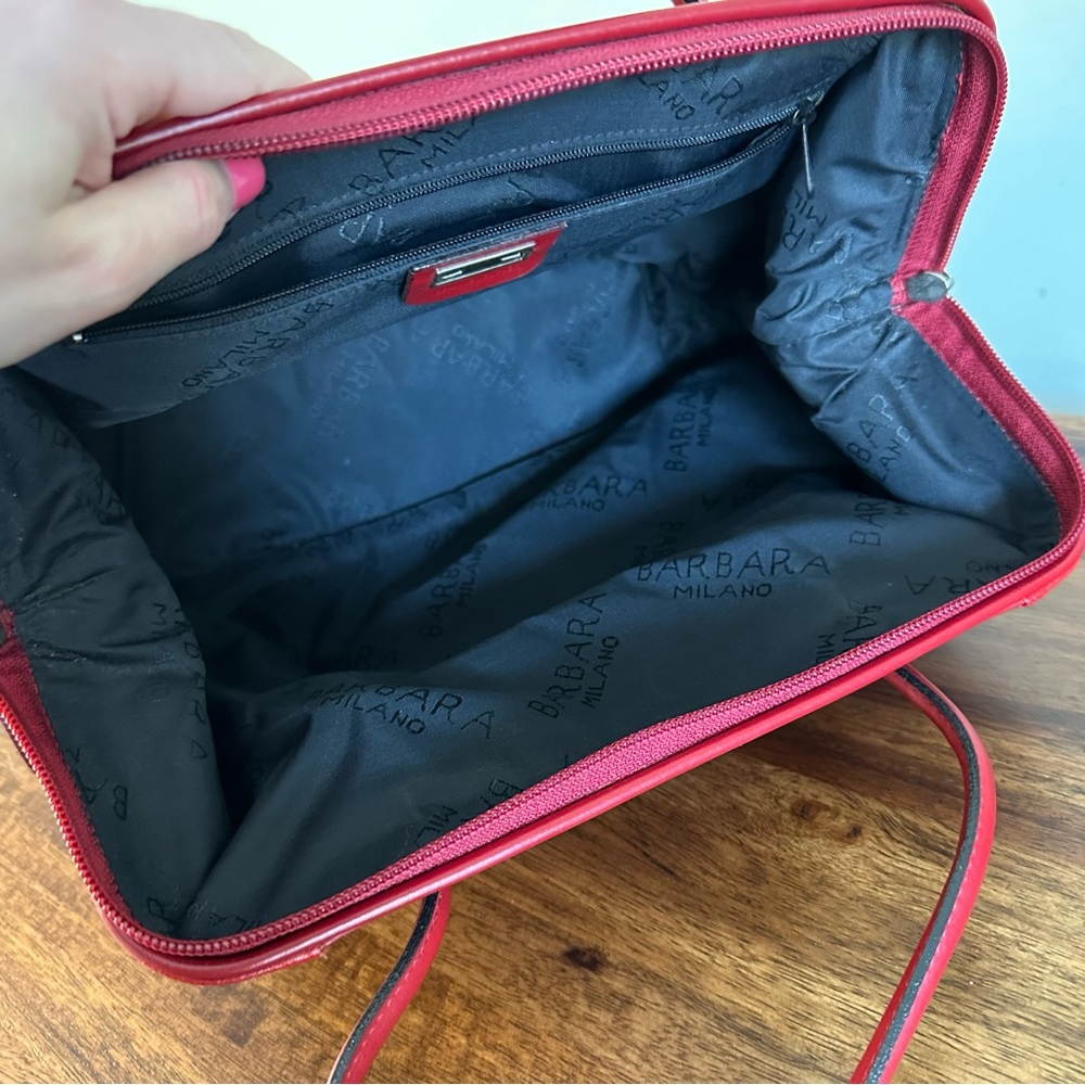 Barbara Milano. Red Leather Handbag. Used - Picture 5 of 10